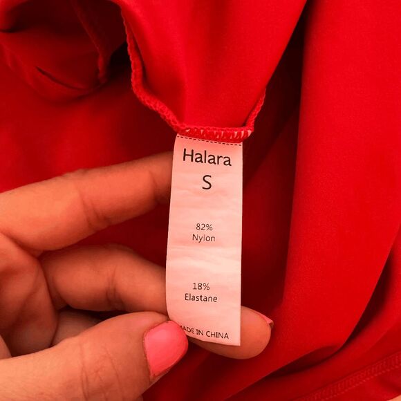 HALARA Backless Twisted Active Dress Red Mini Fit & Flare Pockets Built-In Bra S - Picture 4 of 9